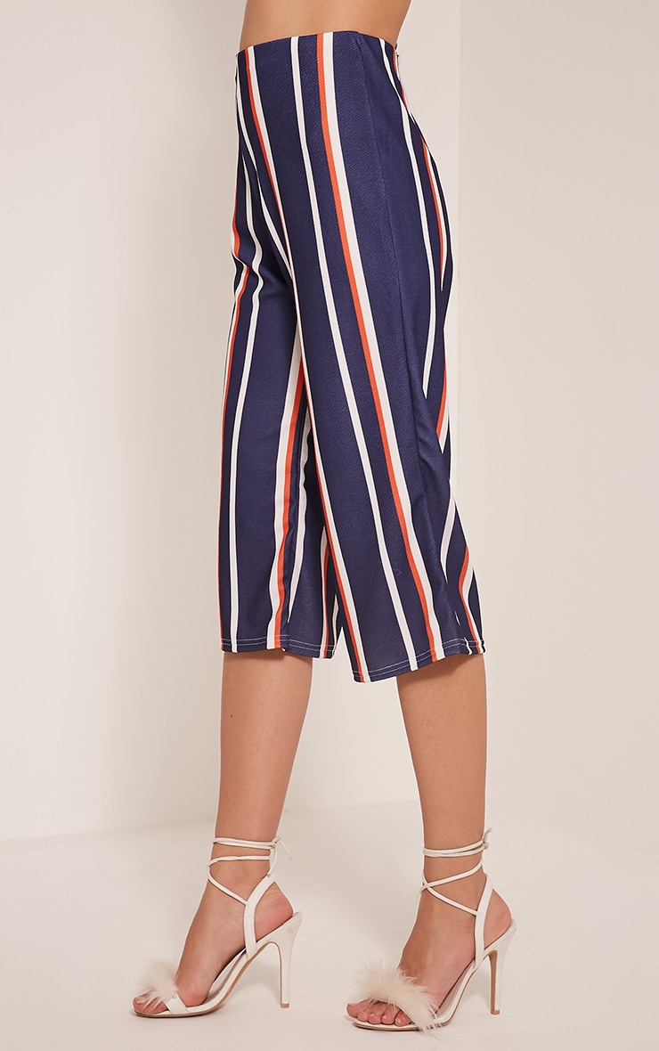 Josalee Navy Stripe Culottes | Culottes | PrettyLittleThing