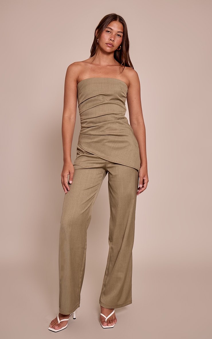 Sage Khaki Tailored Woven Wide Leg Pants image 1