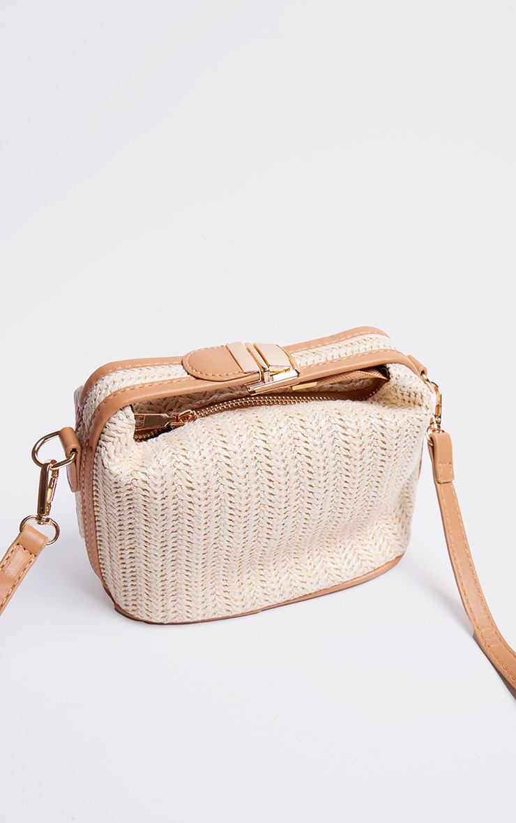 Natural Raffia Trim Mini Handbag image 4