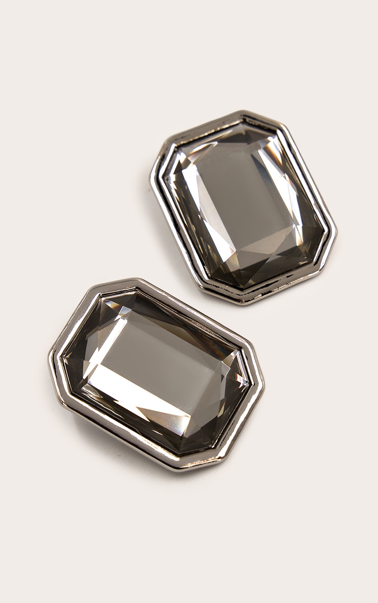 Silver Crystal Oversized Stud Earrings image 3