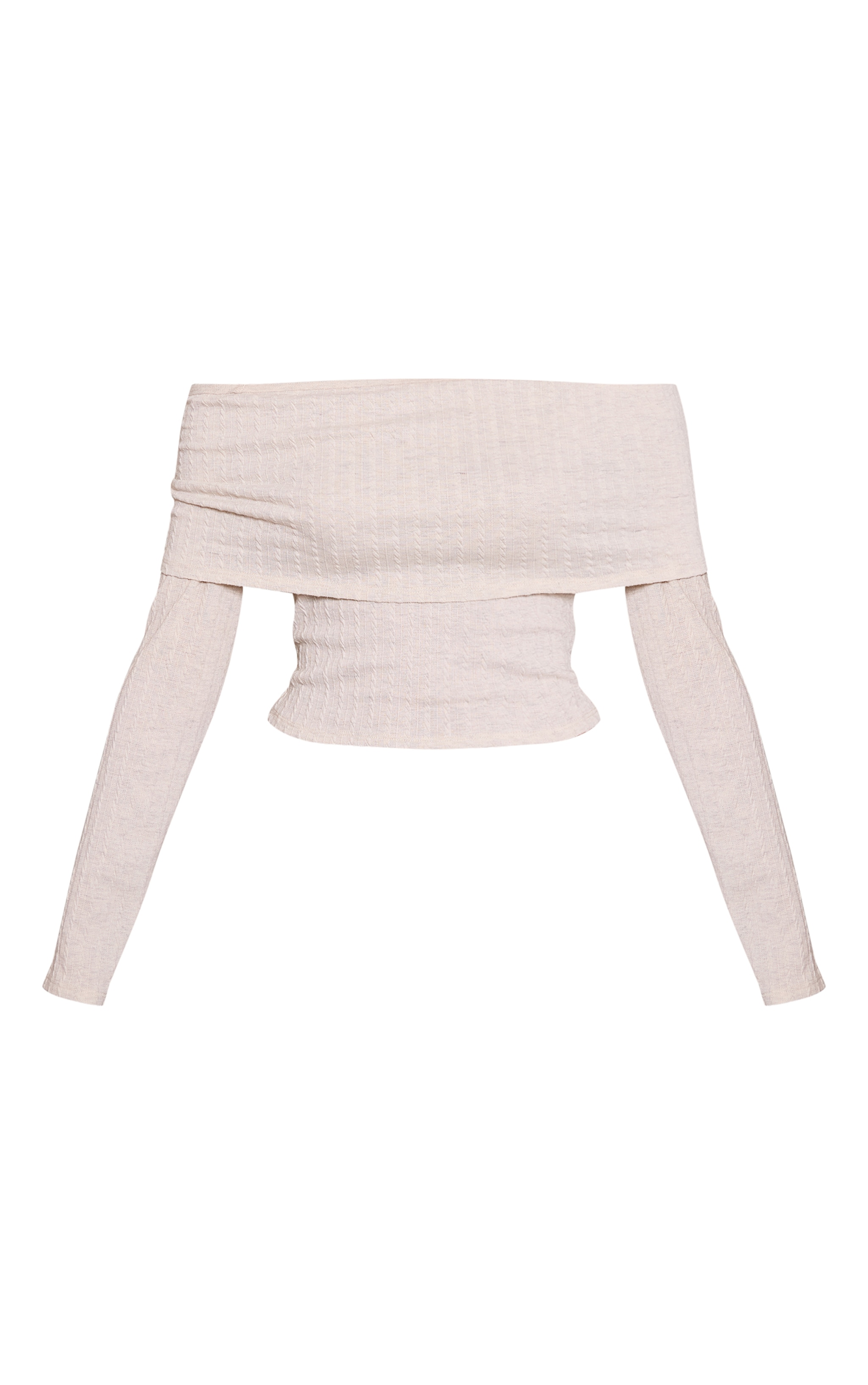 Stone Textured Cable Fold Over Bardot Long Sleeve Top image 5
