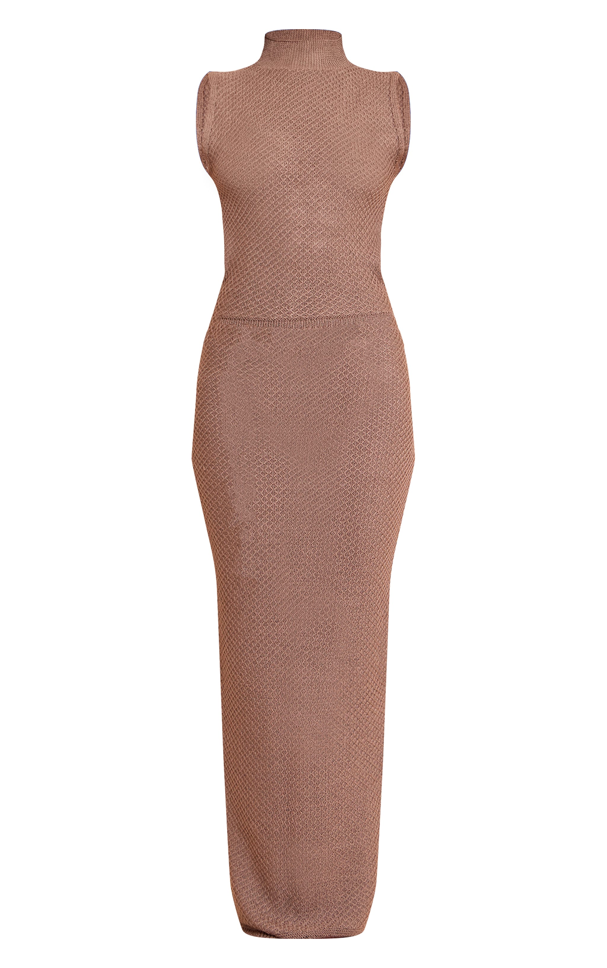 Taupe Backless Detail Knitted Maxi Dress  image 5