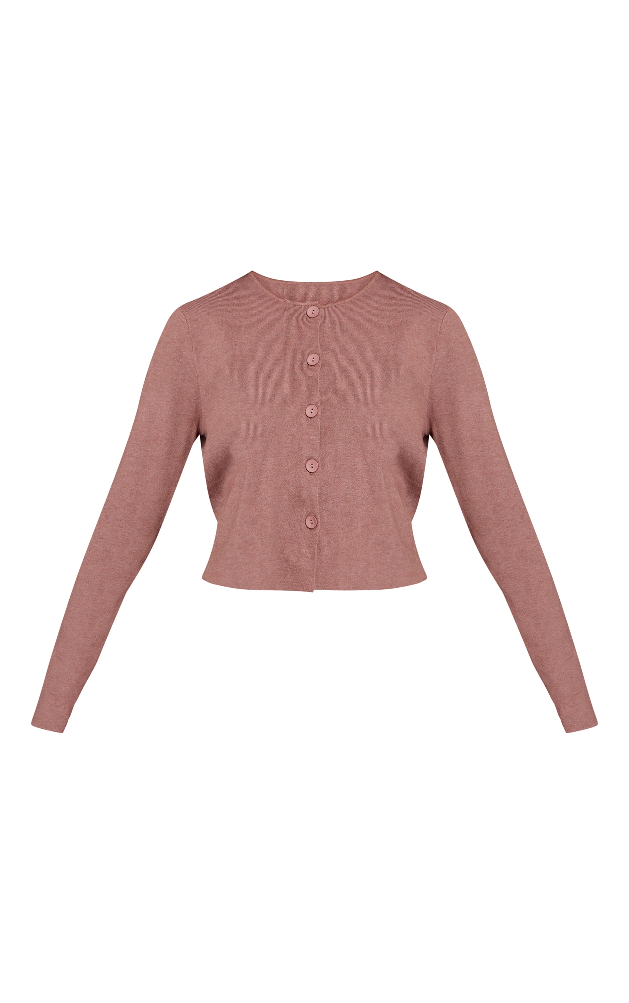 Mocha Compact Knit Collarless Cardigan image 5