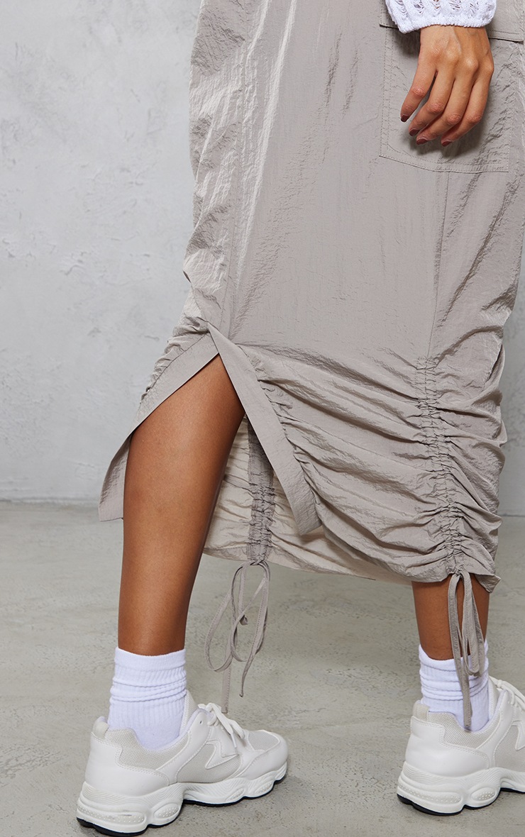 Stone Parachute Tie Waist Midaxi Skirt PrettyLittleThing USA