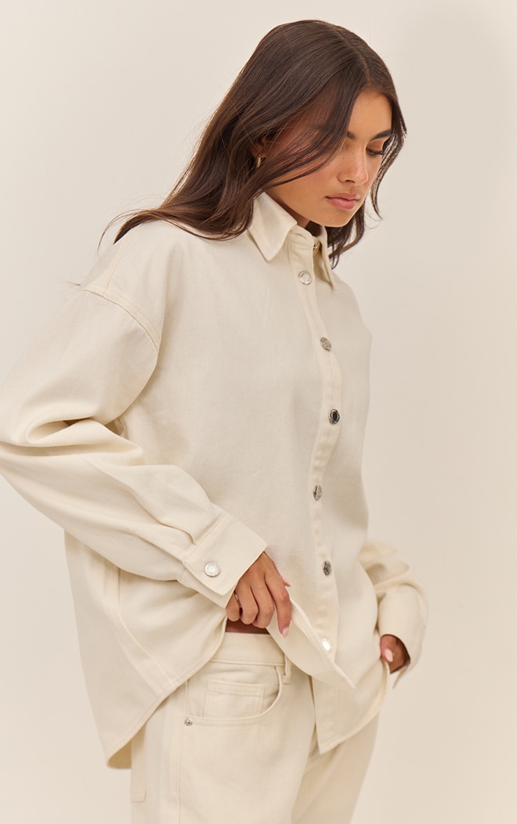 Ecru Oversized Classic Denim Shirt image 1