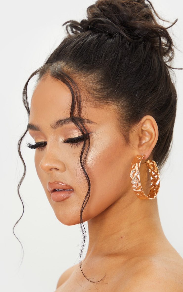 Gold Textured Chunky Hoop Earrings