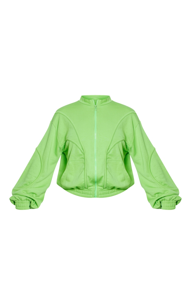 Lime Loopback Binding Detail Zip Up Track Jacket image 5