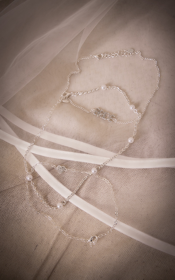 Silver Layered Bride Detail Chain Necklace image 3