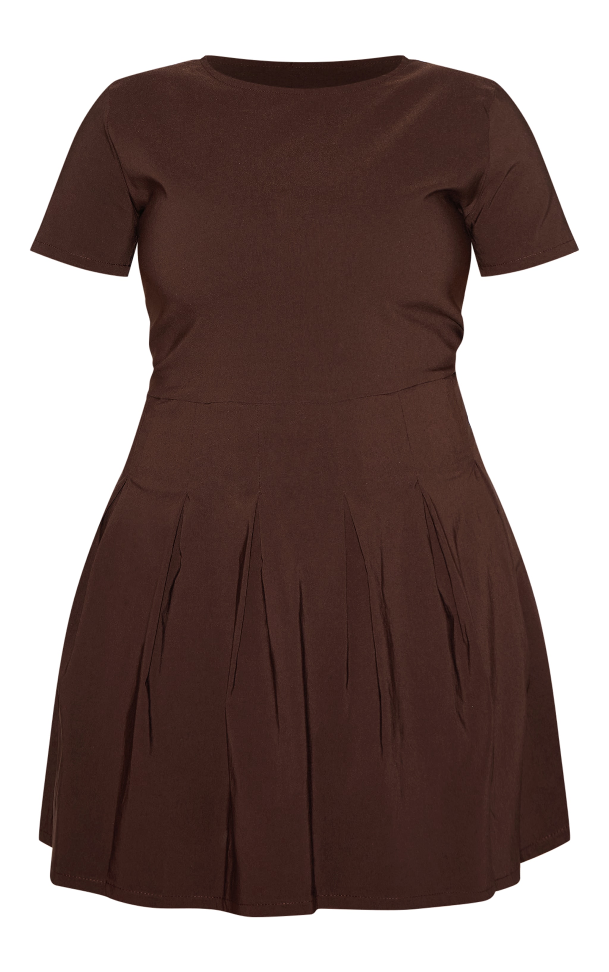 Plus Chocolate Pleat Hem Detail Tailored Mini Dress image 5
