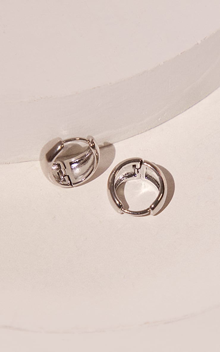 Silver Simple Mini Huggie Hoop Earrings image 3