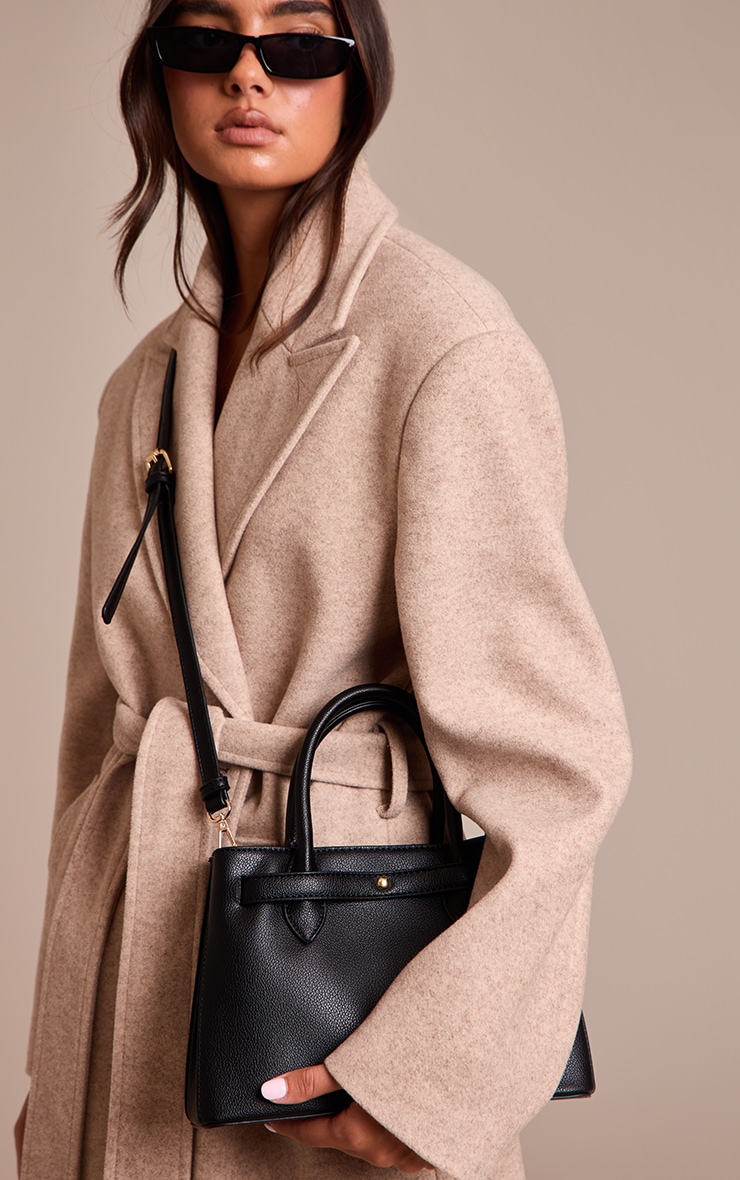 Black Buttery PU Gold Hardware Hand Bag image 1