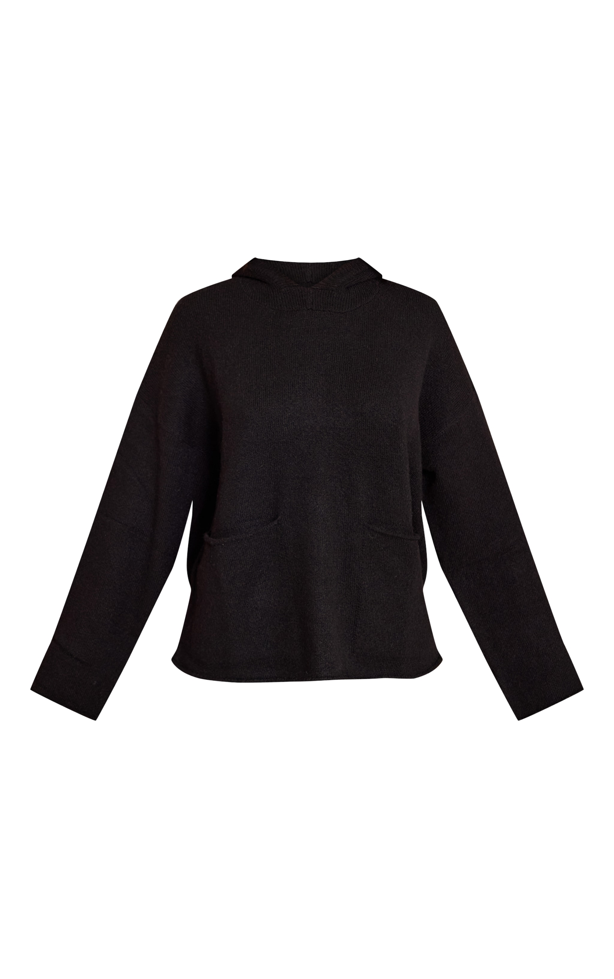 Petite Black Luxe Knit Pocket Hooded Jumper image 5