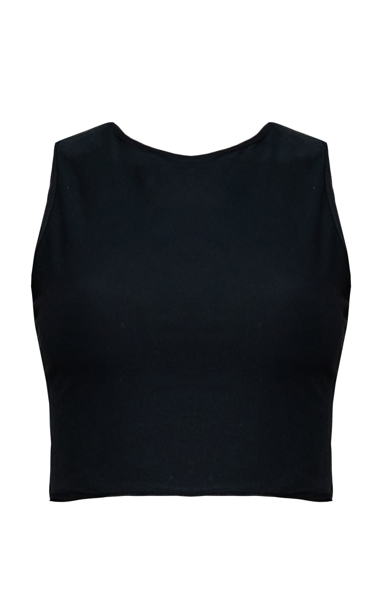 Black Soft Jersey High Neck Sleeveless Cropped Top PrettyLittleThing