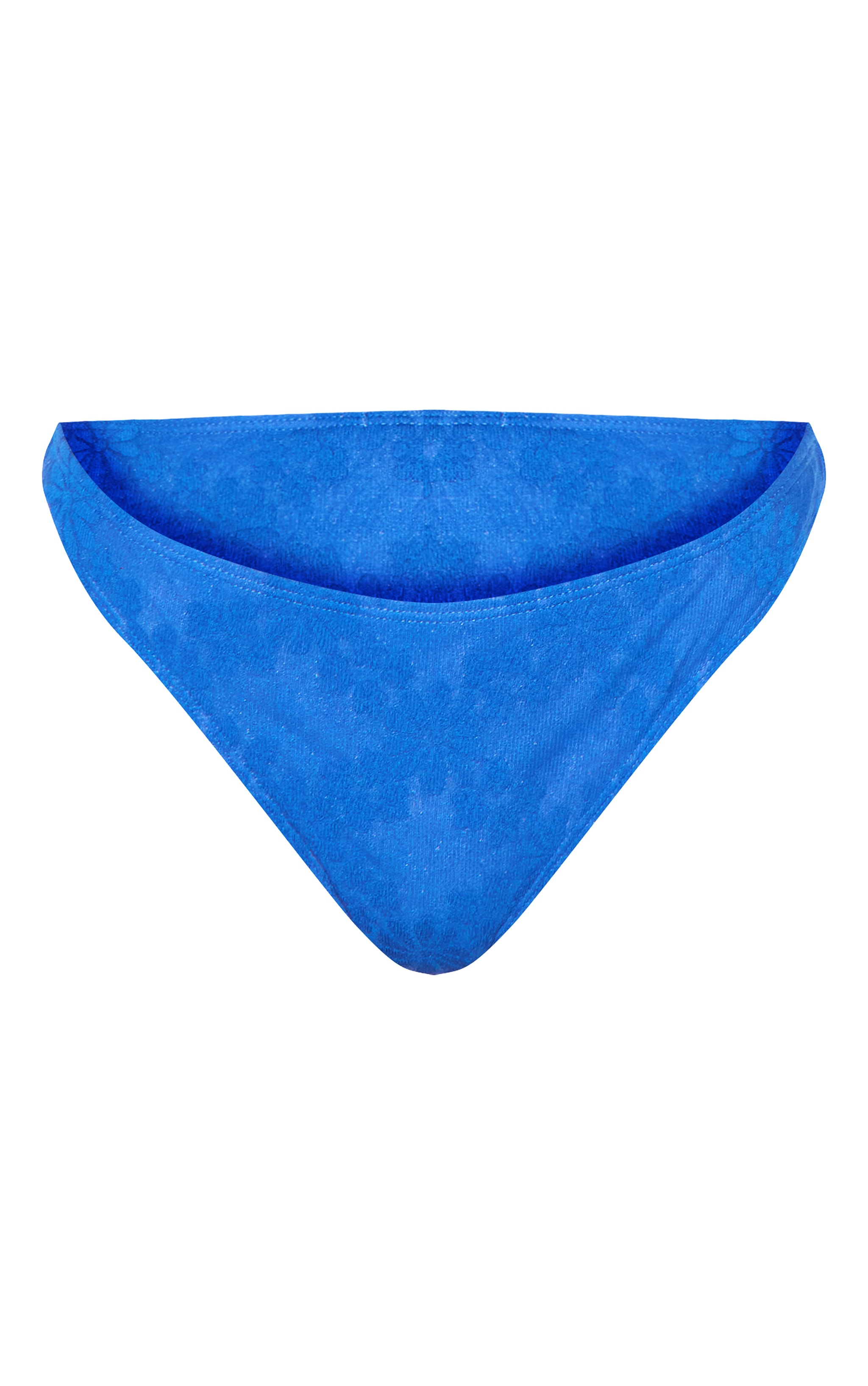 Bas de maillot de bain échancré bleu fleuri texturé image 5