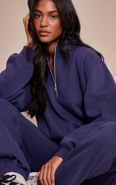 Tall Navy Funnel Neck Zip Sweatshirt