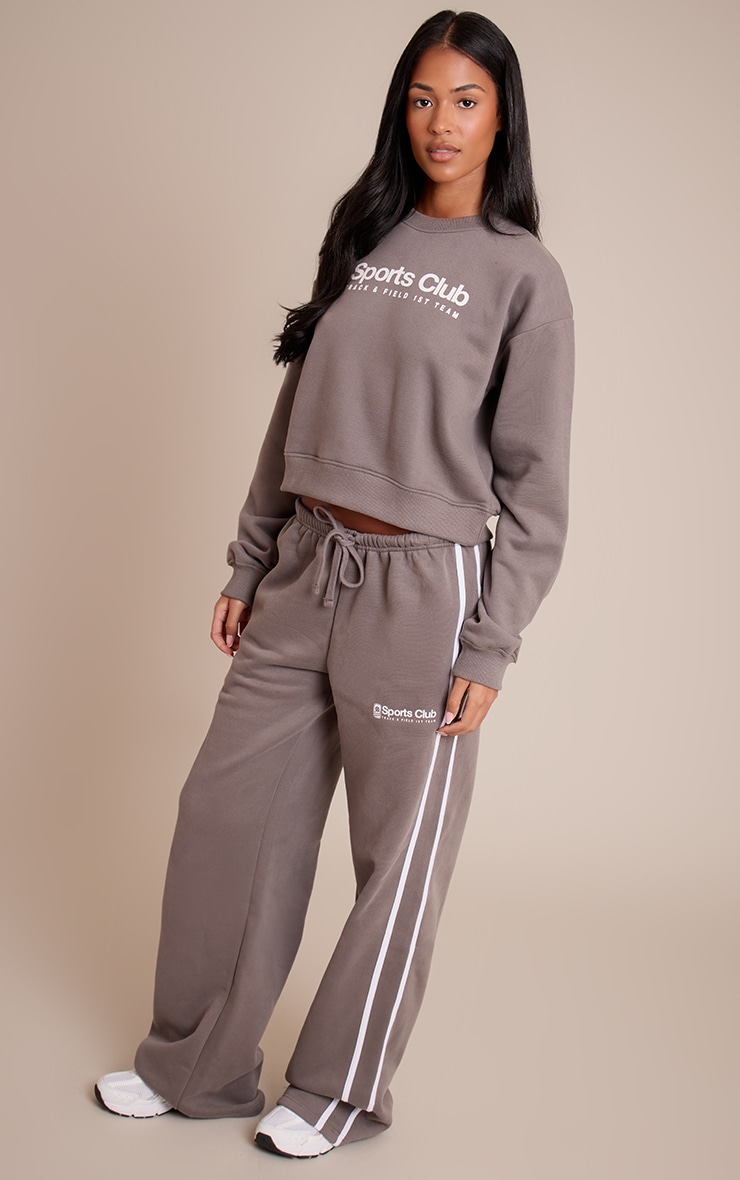 Tall Charcoal Sports Club Print Cropped Sweatshirt image 3