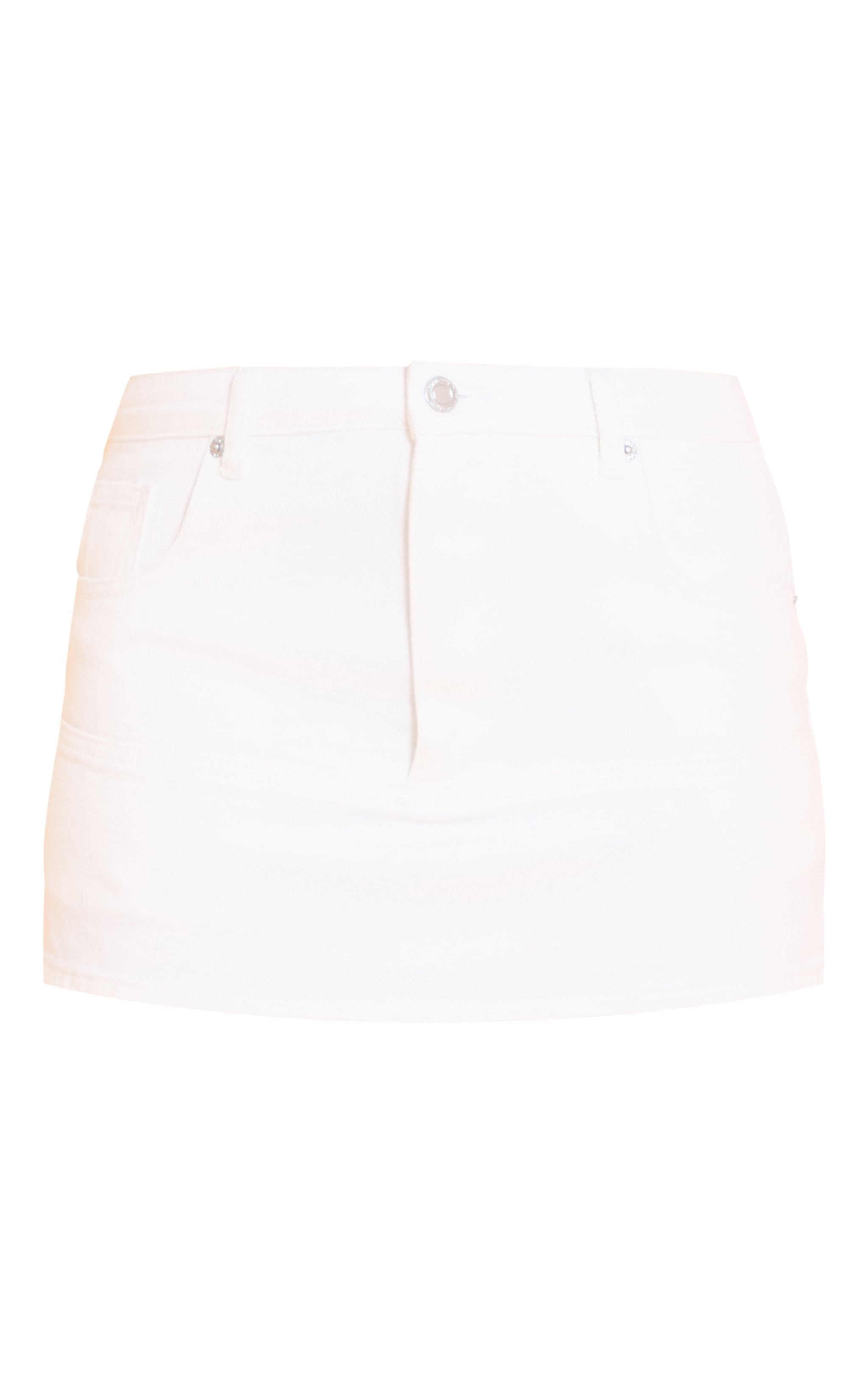 White Mid Rise Denim Mini Skirt image 6