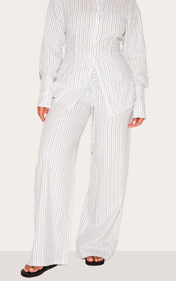☆AVANDRESS☆ Thin Bootscut Pants COTTON IVORY AD41PT14CIV Shape Stone Striped Elasticated Waist Pants | Shape