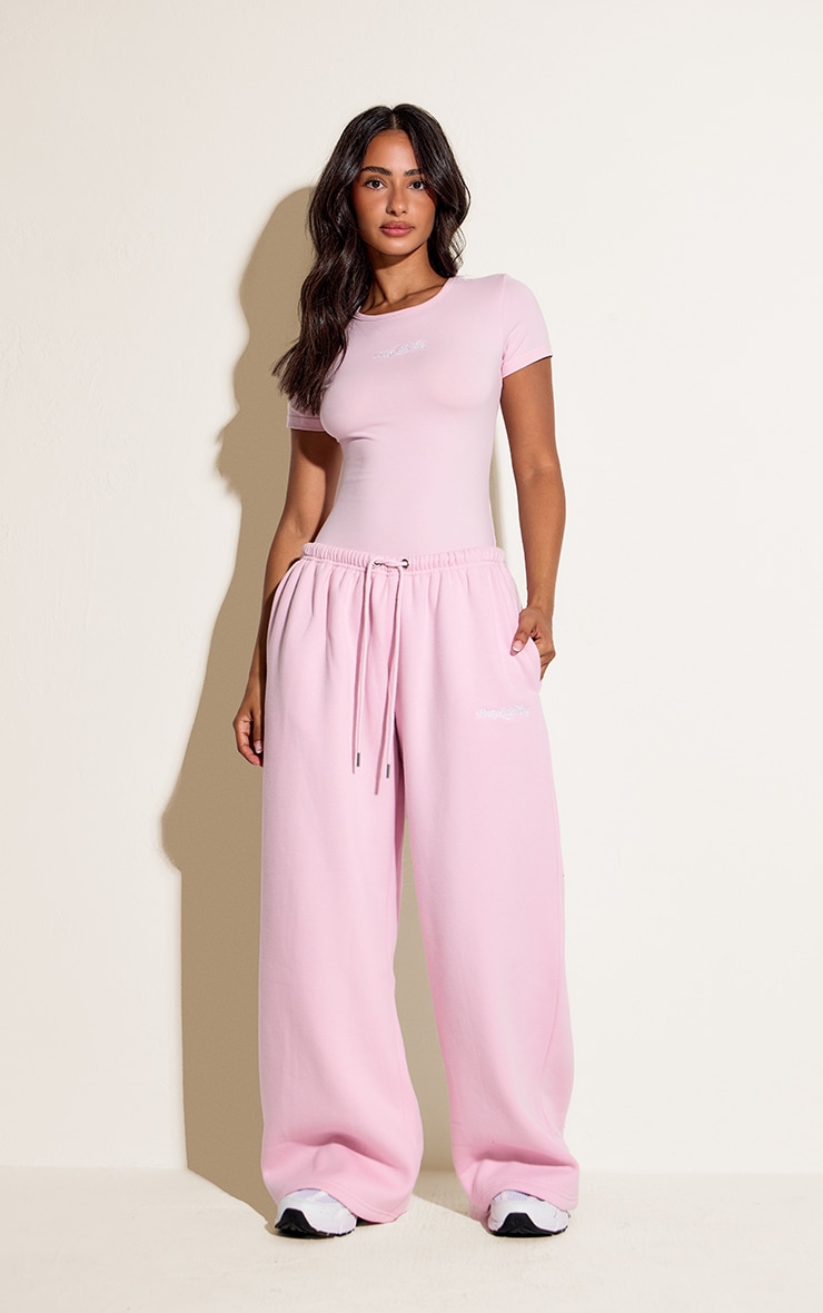 Petite Pink Prettylittlething Short Sleeve Bodysuit image 3