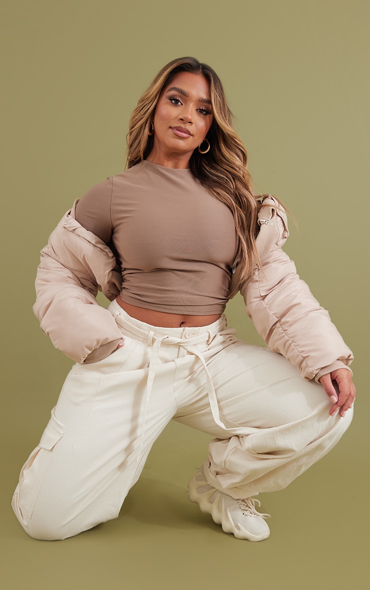 Shape Taupe Slinky Short Sleeve Top image 3