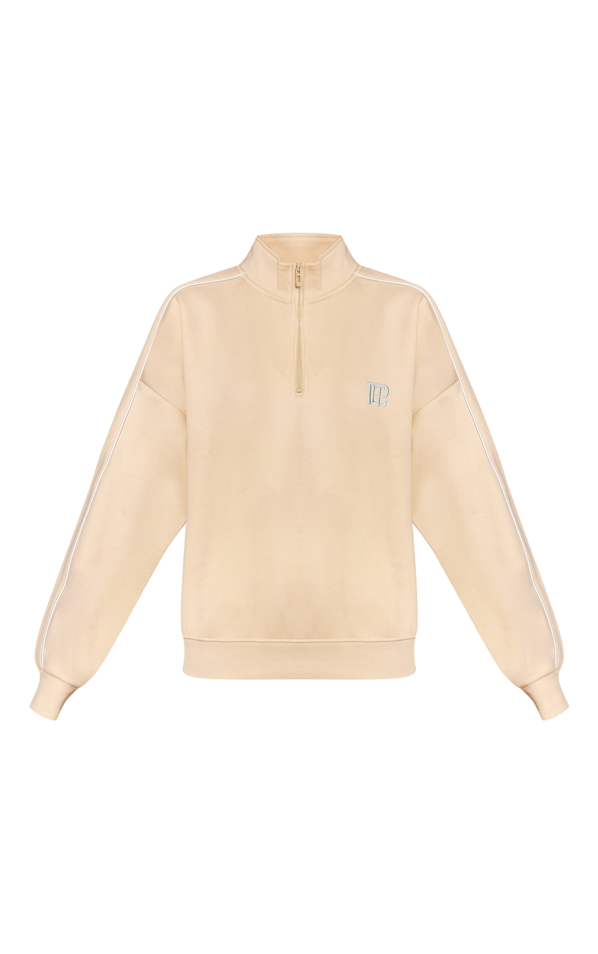 Buttercream PLT Contrast Binding Funnel Neck Zip Sweatshirt image 5