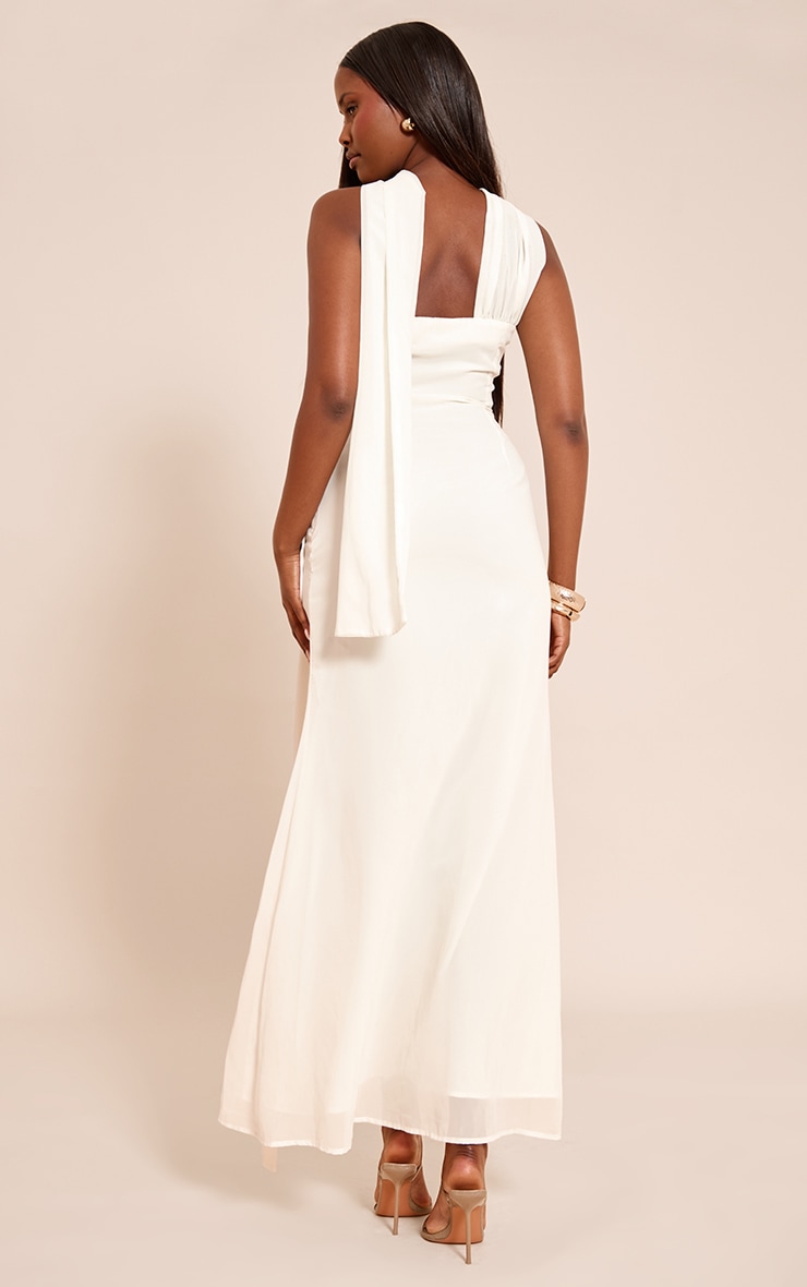 Cream Bandeau Drape Detail Maxi Dress image 2
