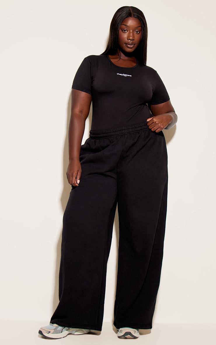 Plus Black Prettylittlething Short Sleeve Bodysuit image 3