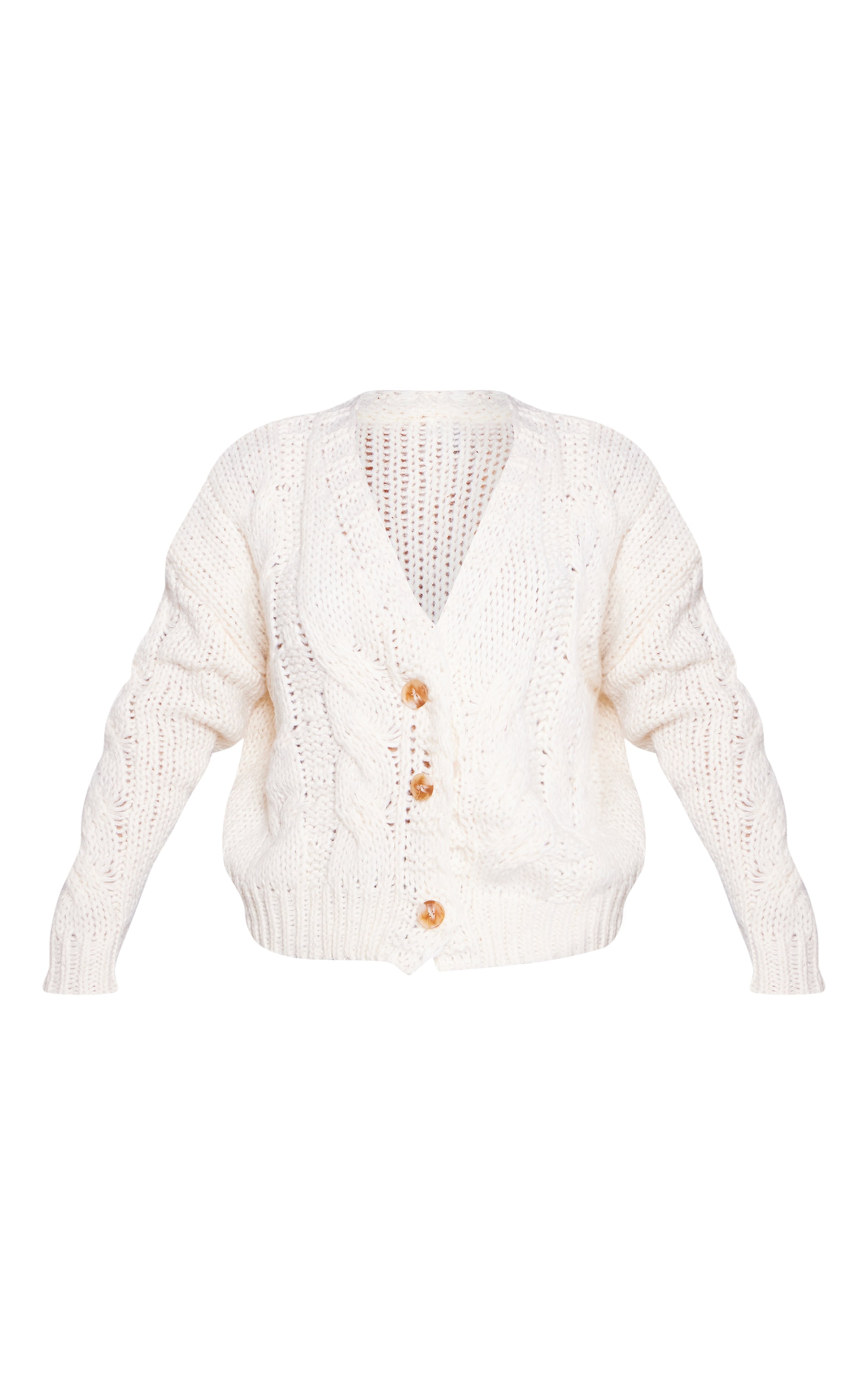 Cream And Taupe Space Dye Chunky Knit Cardigan image 5