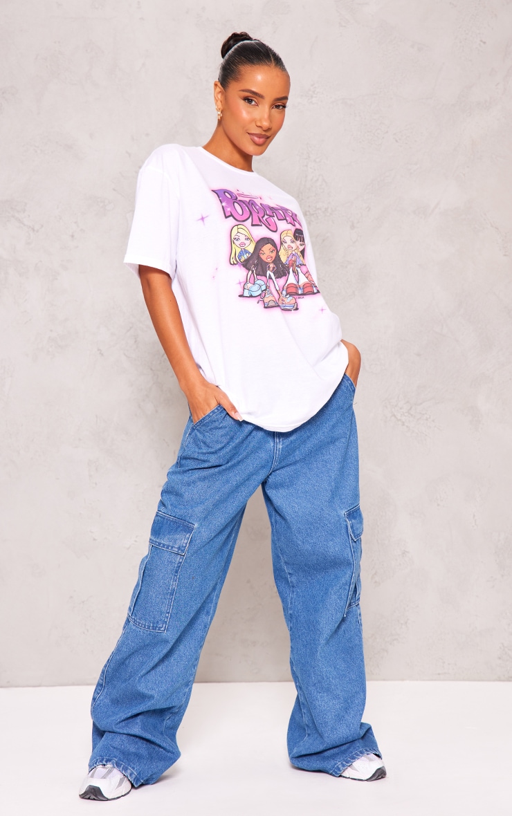 White Bratz Print Oversized T Shirt image 3