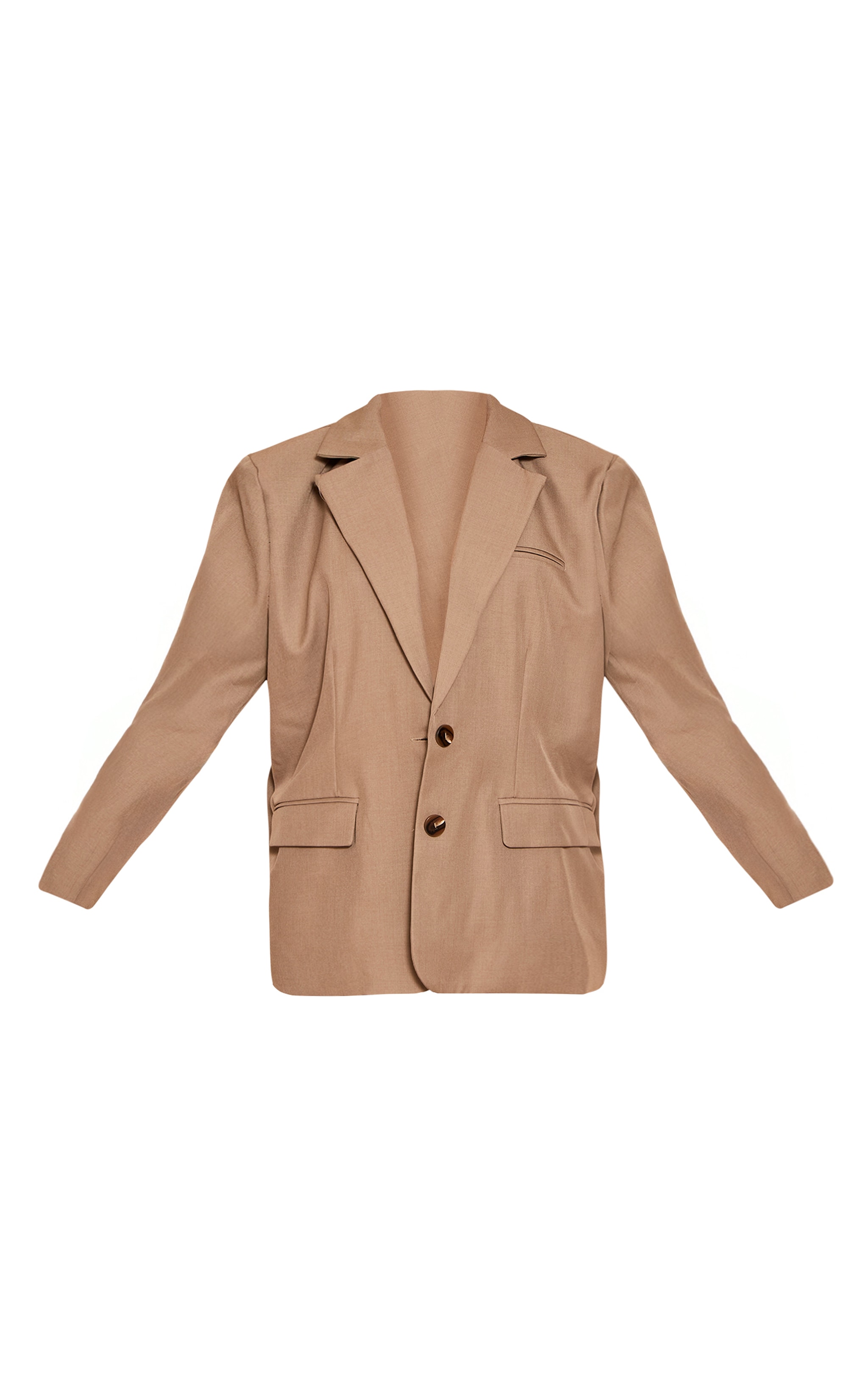Blazer café au lait à épaules carrées et coutures structurantes image 5