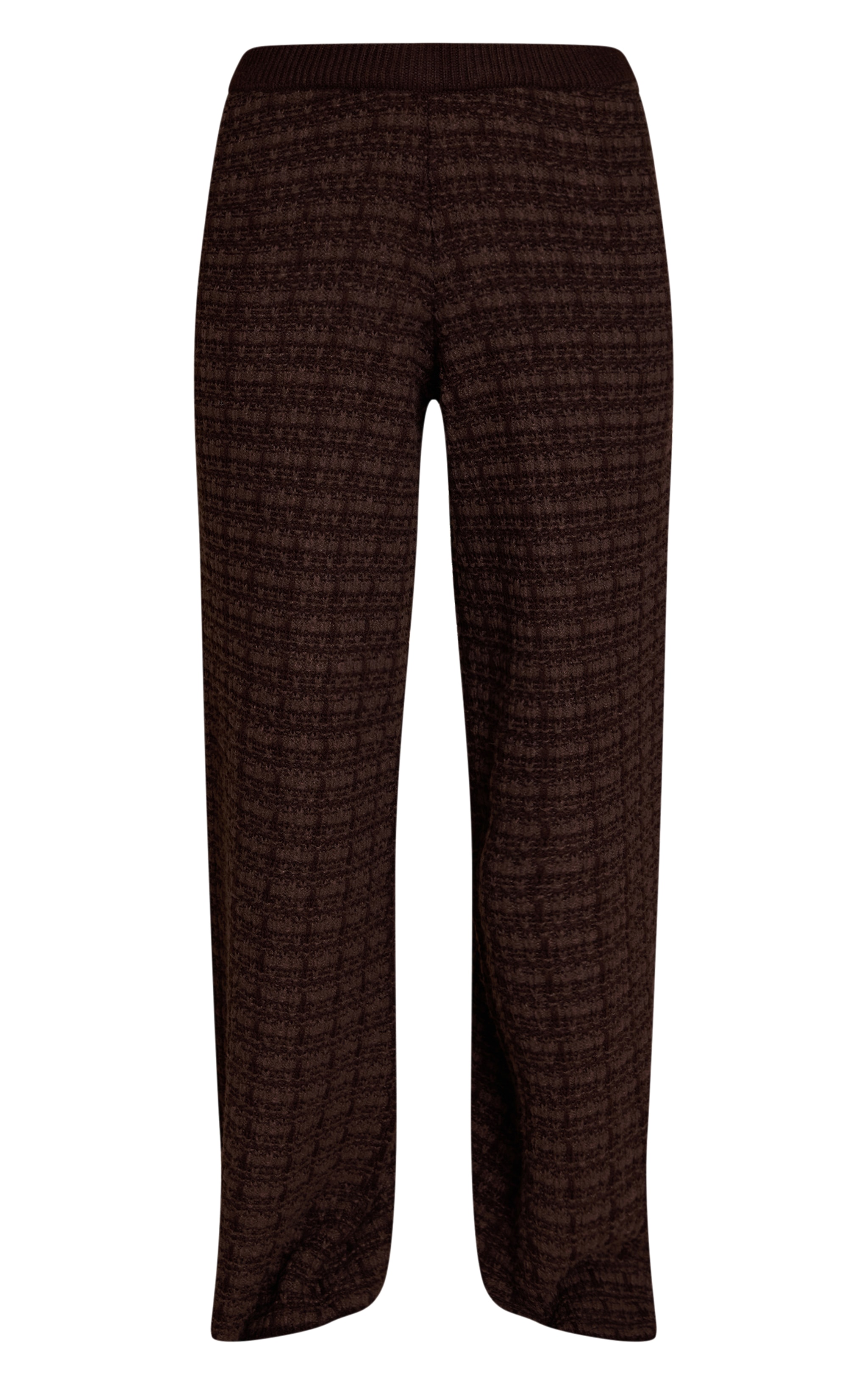 Chocolate Boucle Knitted Wide Leg Pants image 5