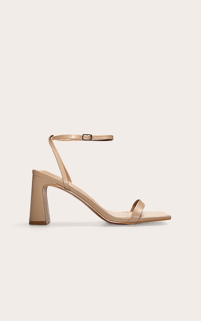 Sandales Nues à Talons Hauts Carrés en PU