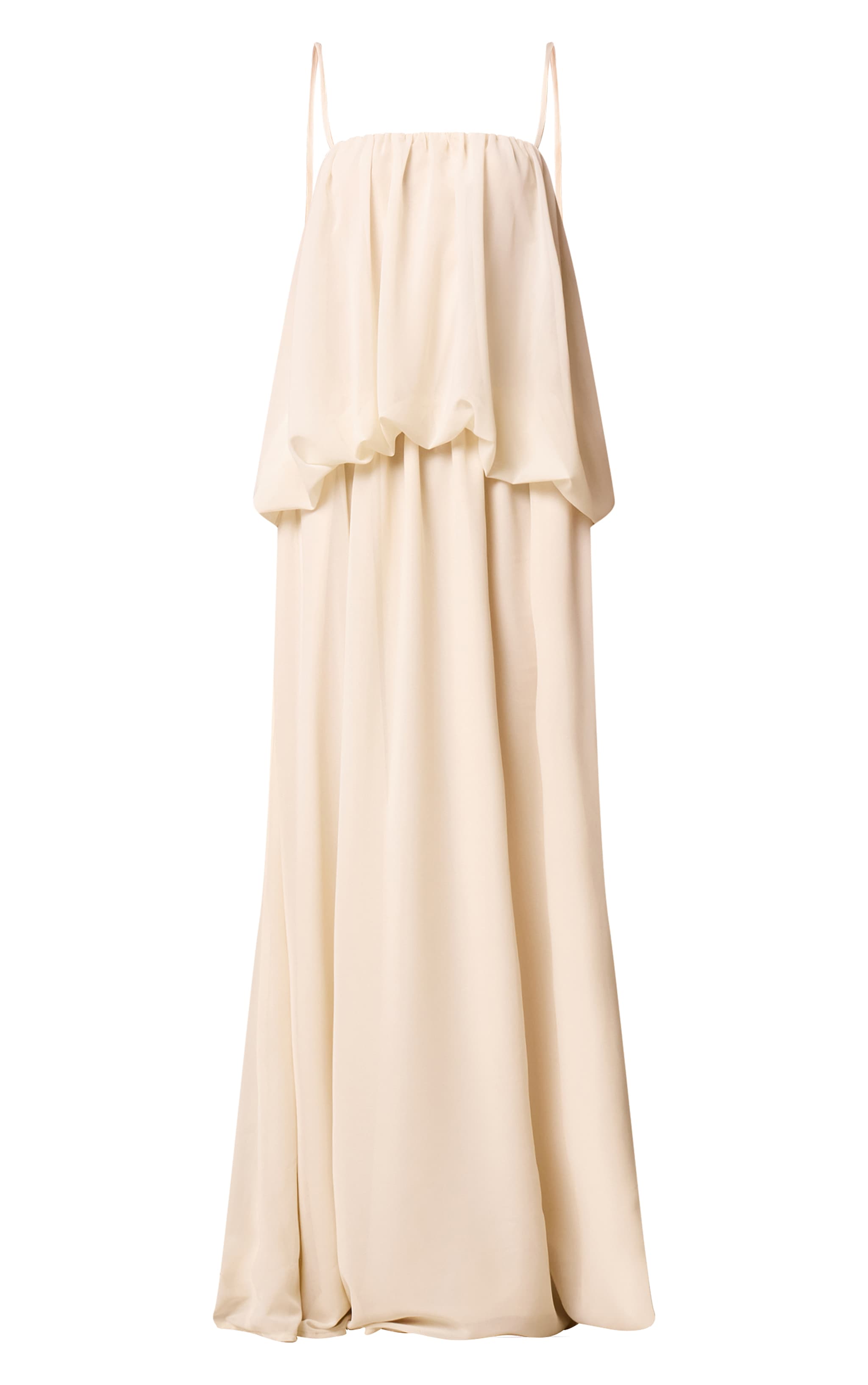 Cream Chiffon Layered Puffball Maxi Dress image 5