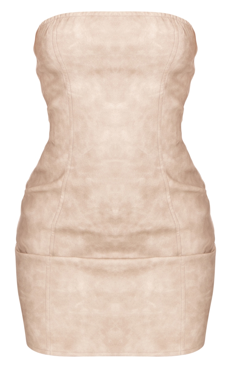 Stone Acid Wash Seam Detail Bandeau Bodycon Dress image 1