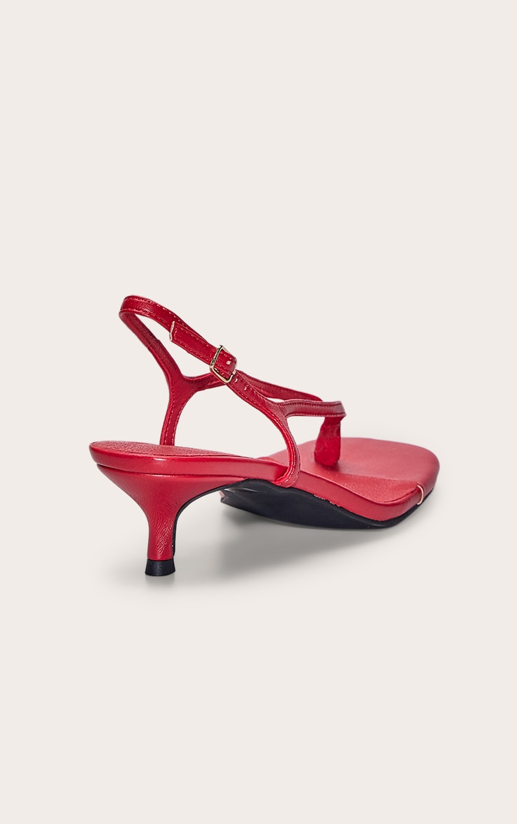 Red Toe Thong Kitten Heeled Sandal image 4