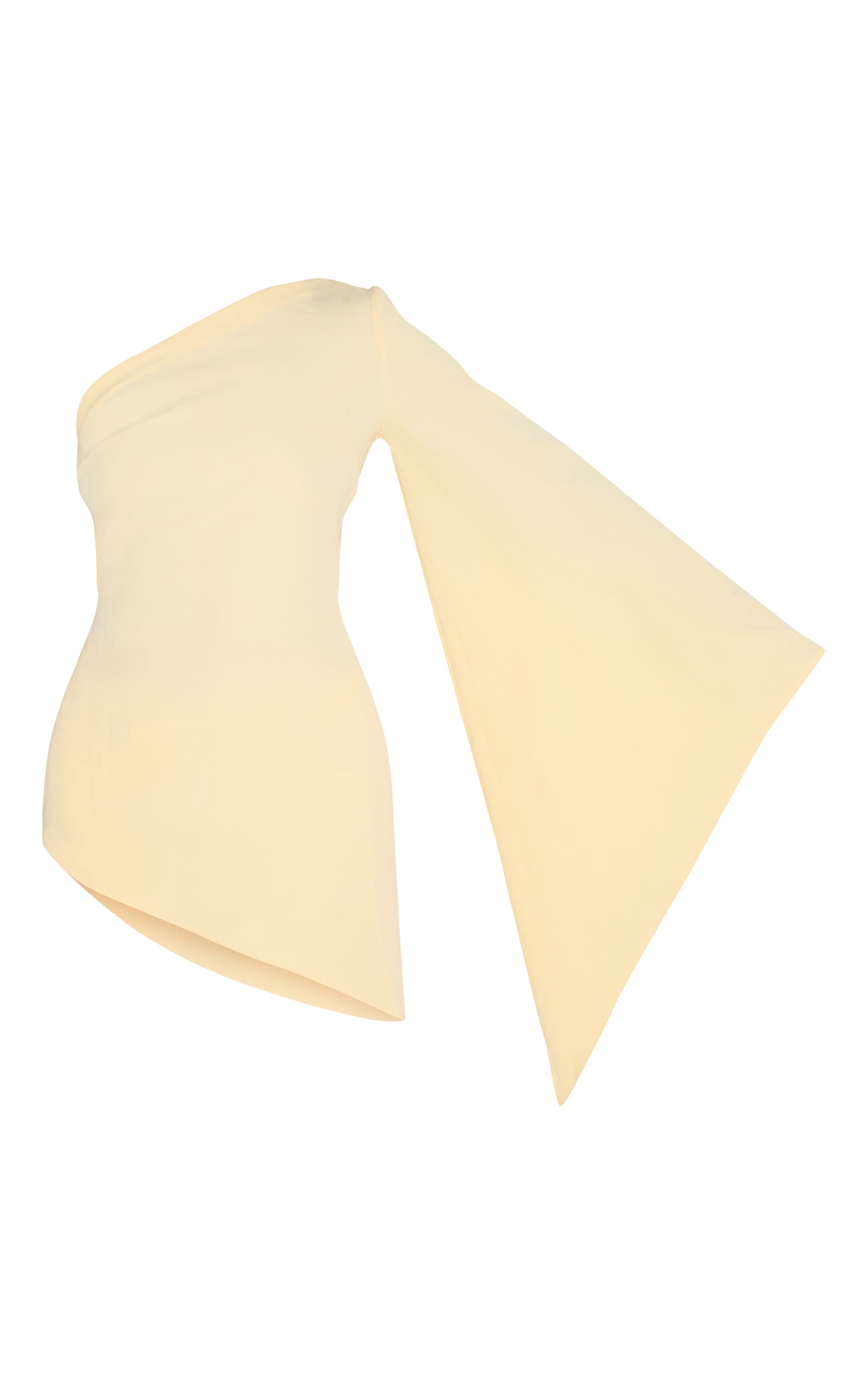 Butter Yellow Woven Asymmetric Flare Sleeve Long Top image 5