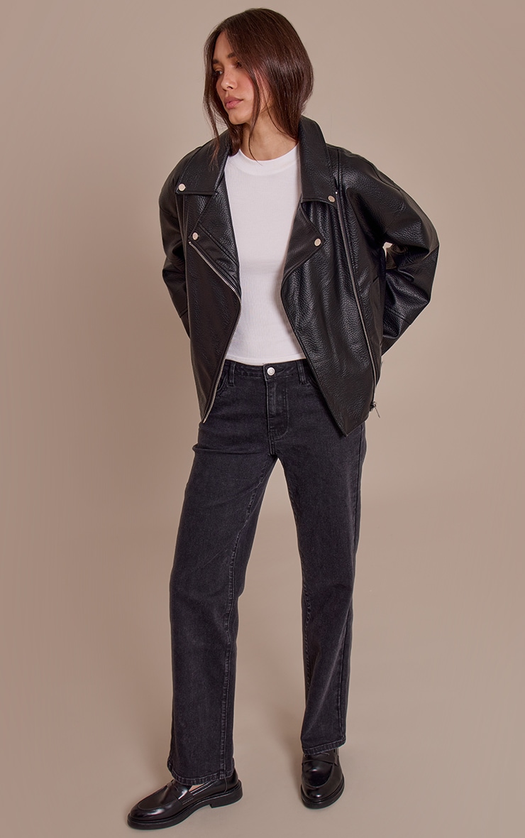 Veste motard oversize en PU noir image 3