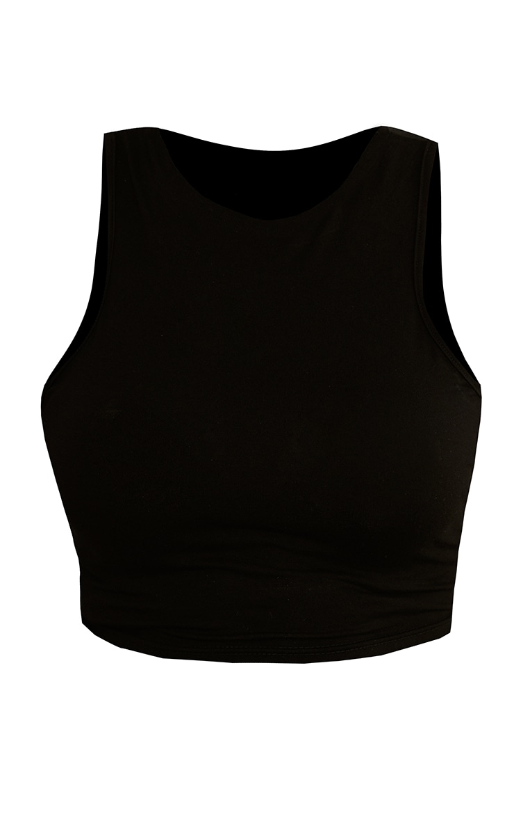 Plus Black Racer Neck Crop Top image 5