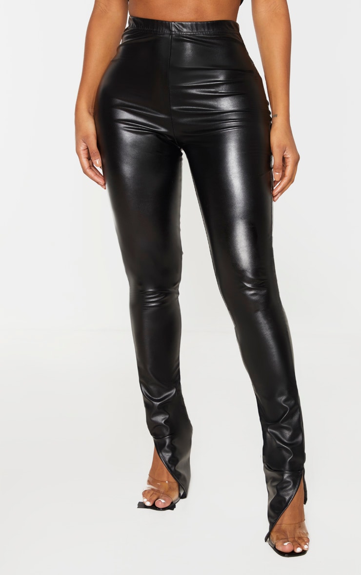 Shape Black PU Split Hem Trouser image 2