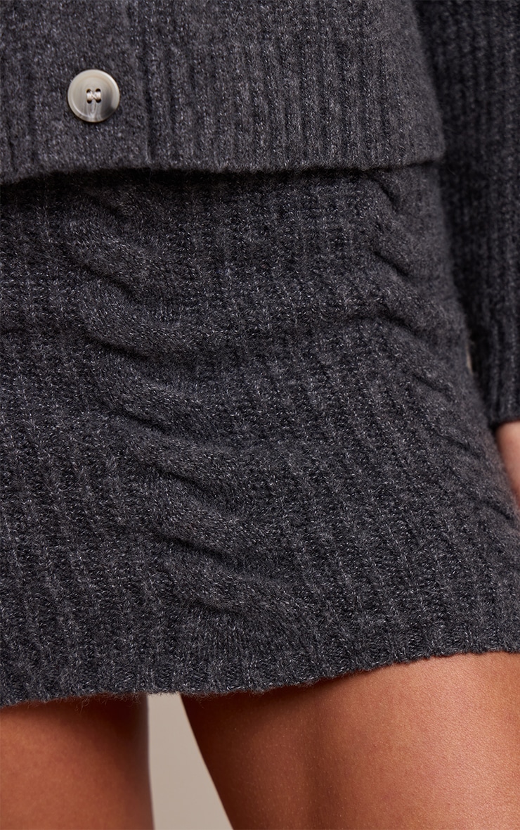 Charcoal Cable Knit Mini Skirt image 5