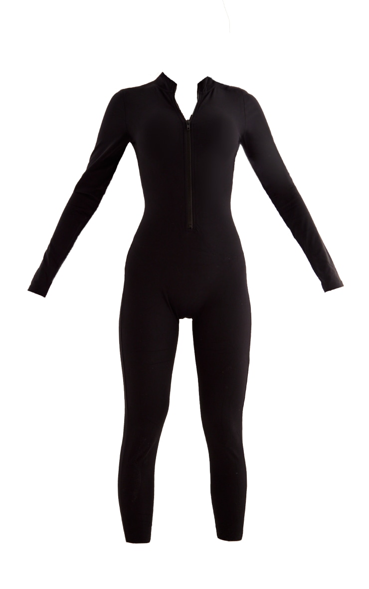 Black Contour Sculpt Zip Jumpsuit image 5