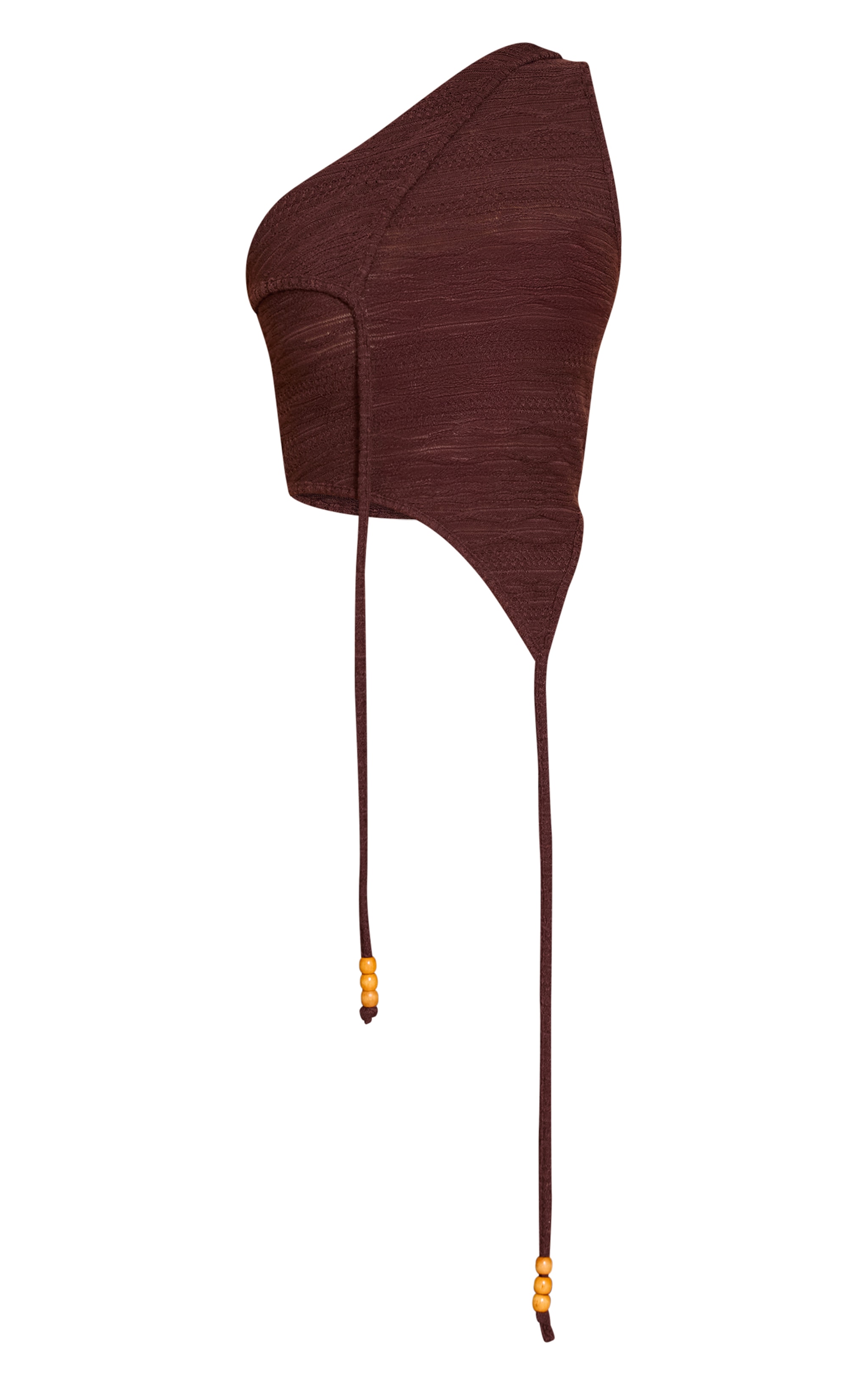 Chocolate Textured Bead Asymmetrical Crop Top image 5