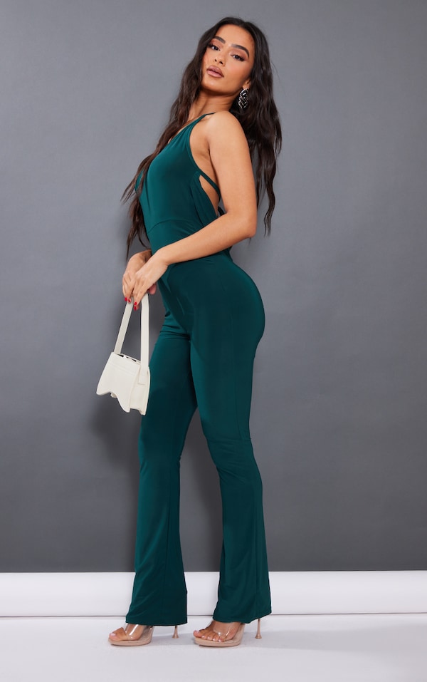 Petite Emerald Green Tassel Low Back Jumpsuit PrettyLittleThing IRE