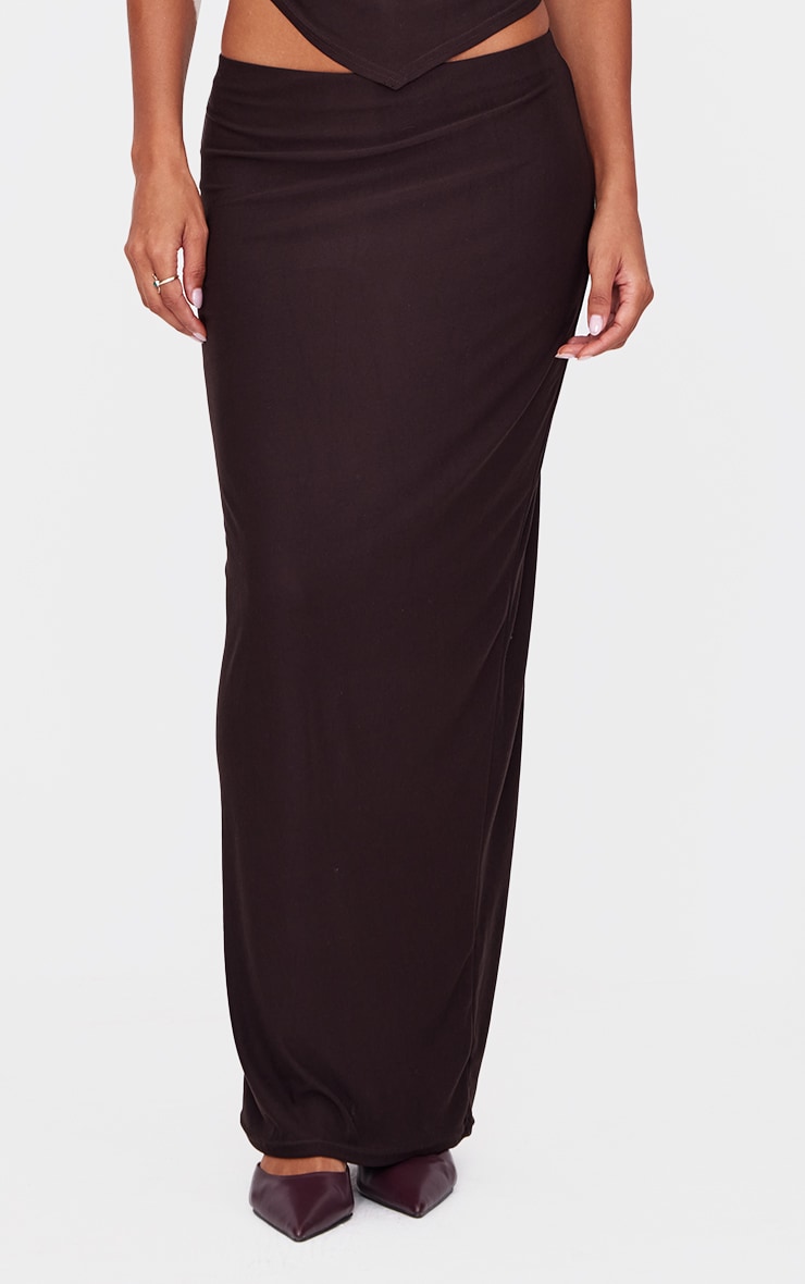 Chocolate Soft Touch Ruched Maxi Skirt image 2