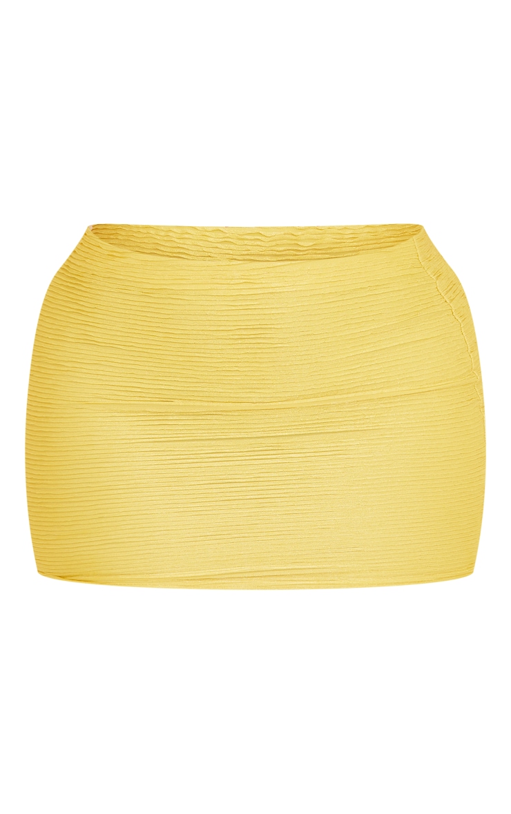 Shape Yellow Crinkle Low Rise Split Mini Skirt PrettyLittleThing IRE
