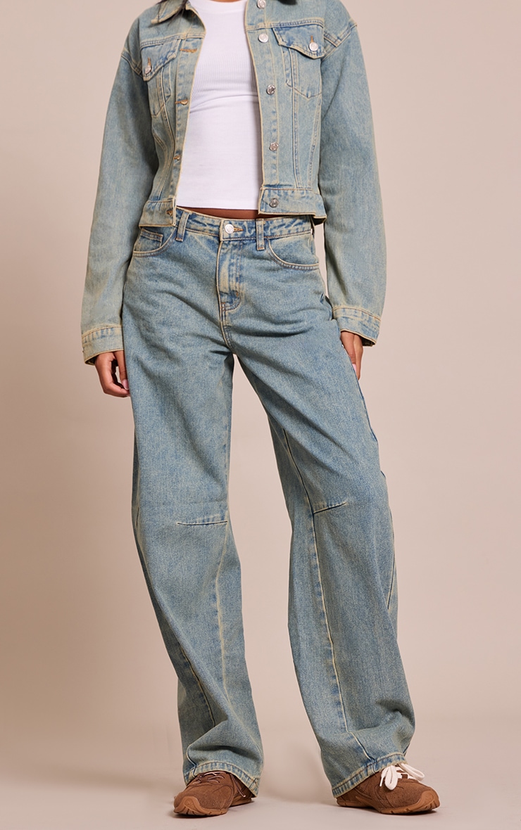 Tall Vintage Seam Detail Low Rise Barrel Jeans image 2
