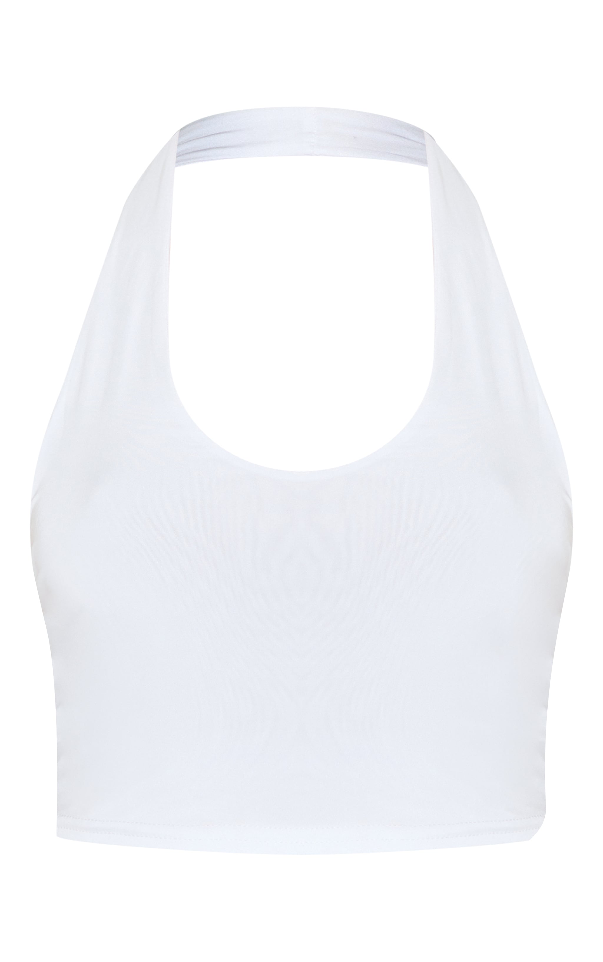 Basic White Slinky Scoop Neck Halter Top image 5