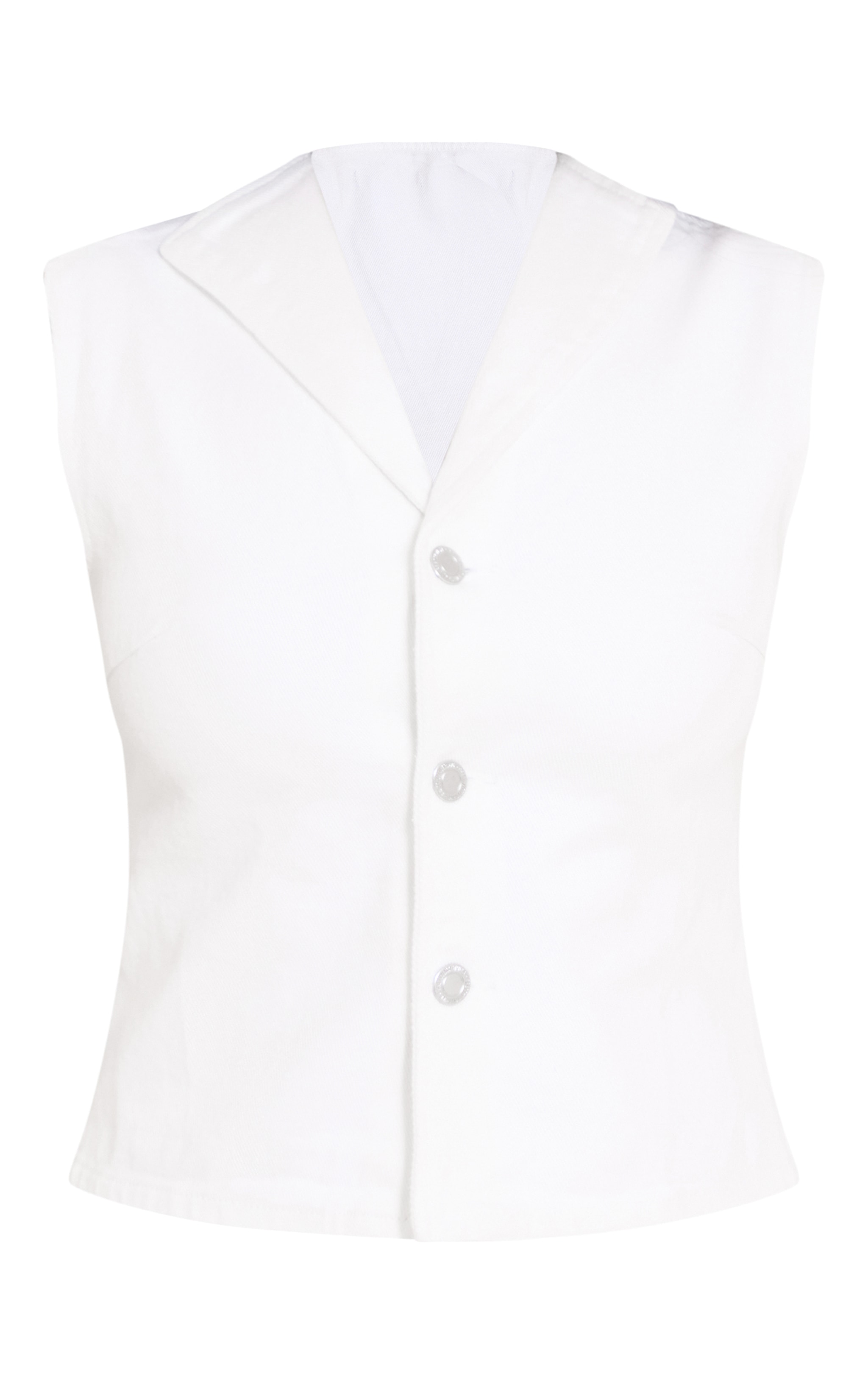White Sleeveless Denim Shirt image 5