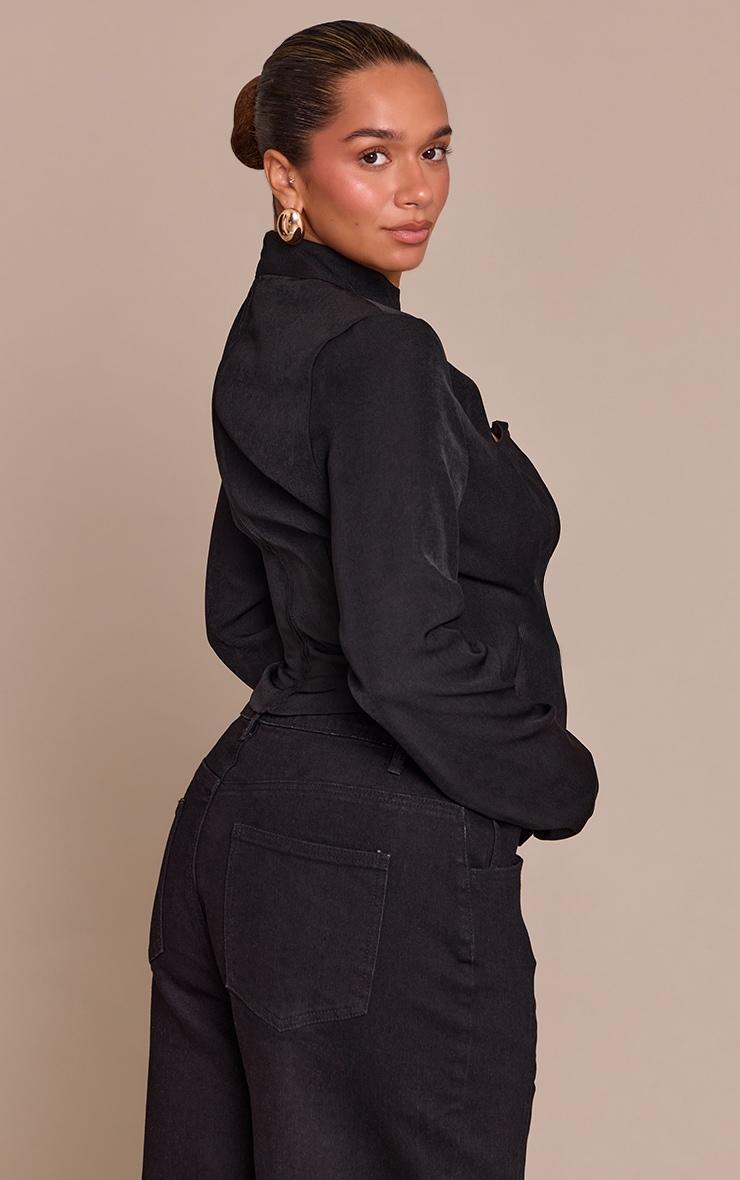 Shape Black High Neck Button Detail Jacket  image 2
