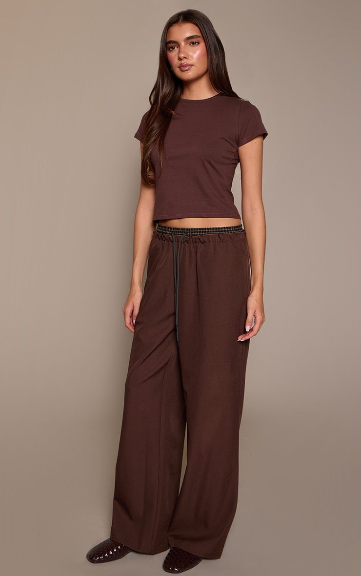 Chocolate Boxer Detail Drawstring Waist Trousers image 2